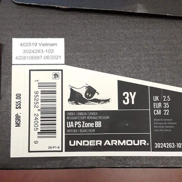 🎒 2/$30 👟 Under Armour Zone BB Youth Basketball Shoes Sz 3Y - Picture 10 of 11